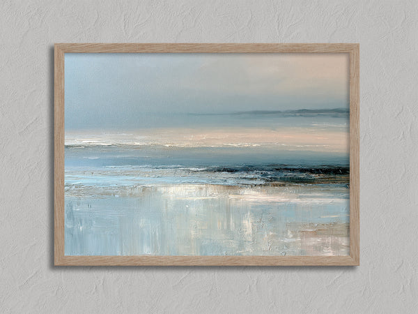 Pale Tides shown in an oak frame without a border or mount.