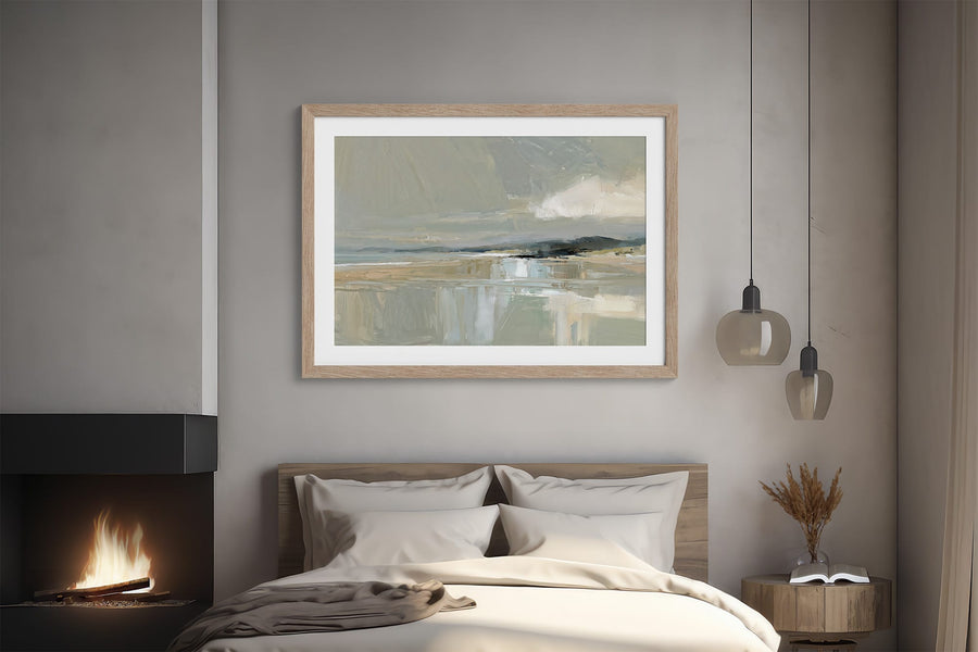 Pale Estuary – Abstrakter Ästuar-Kunstdruck als Wandbild