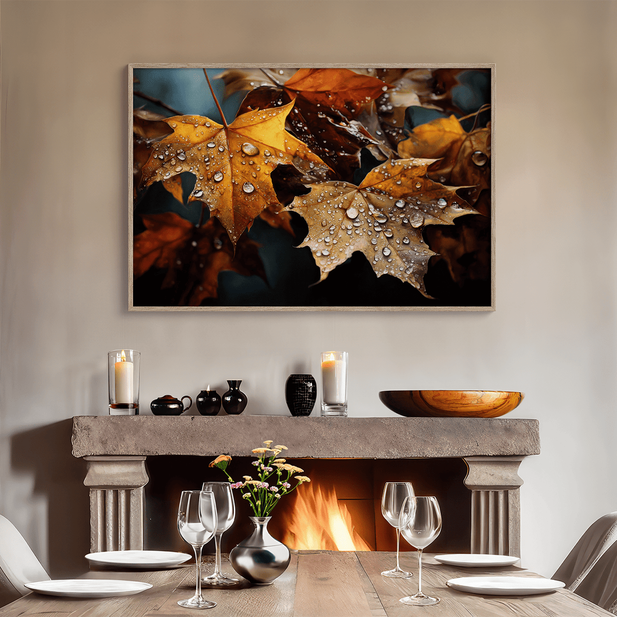 Framed Autumn Leaves Wall Art Print | Amber Autumn