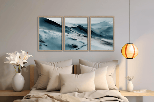 Serenity's Peaks watercolor triptych wall art set