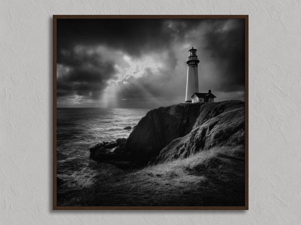 Storm Signal shown in a walnut frame without a border or mount.