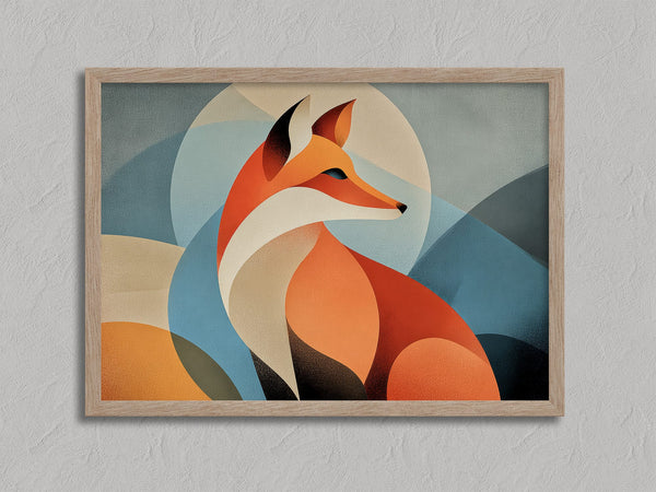 Ember Fox shown in an oak frame without a border or mount.