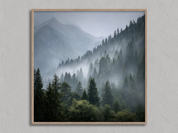 Mistbound Valley shown in an oak frame without a border or mount.