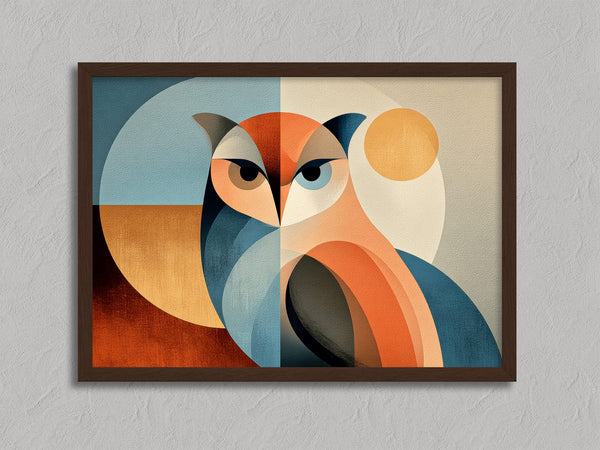 Sunlit Vigil shown in a walnut frame without a border or mount.