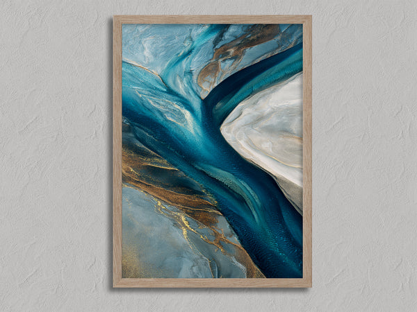 River of Glass shown in an oak frame without a border or mount.