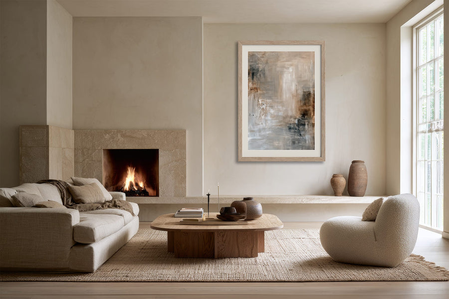 Quiet Layers II – Textured Neutral Abstract Wall Art Print