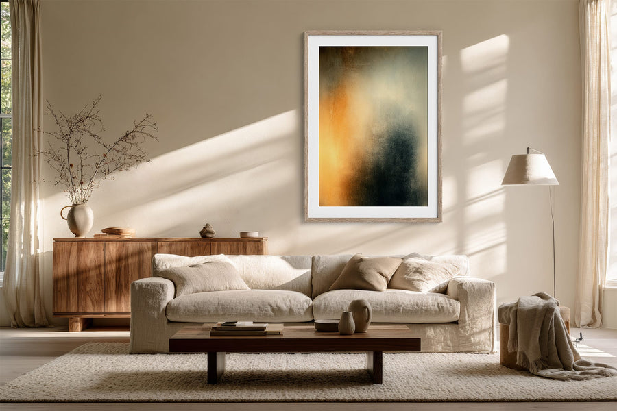 Copper Veil – Strukturiertes abstraktes Wandbild als Kunstdruck