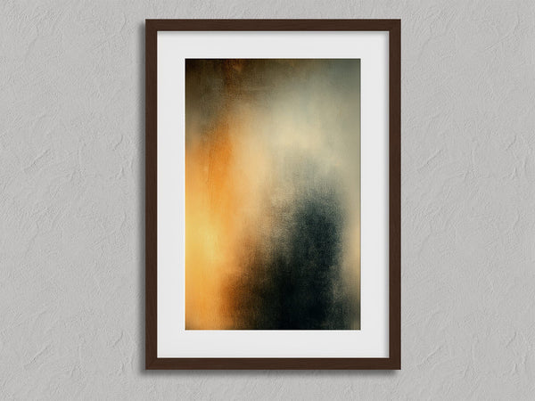 Copper Veil shown in a walnut frame with a white border or mount.