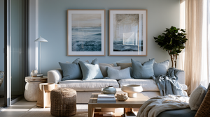 A calm contemporary coastal living room softly framed - atelier lumin