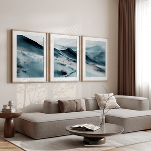 Serenity's Peaks watercolour triptych wall art set