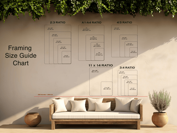 Atelier Lumin framed fine art print sizing guide. Ready to hang prints for sale.