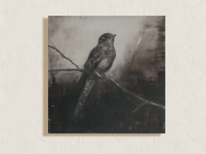 Unframed nightjar canvas print with soft charcoal-style detail