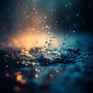 Capture serenity with vivid blues, greens, and golden light in this rainfall-inspired wall art print - a calming focal piece for any interior.