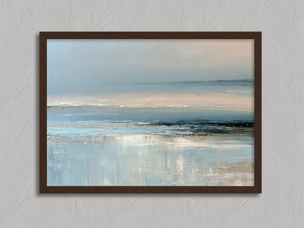 Pale Tides shown in a walnut frame without a border or mount.