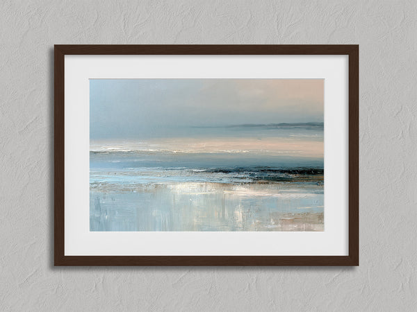 Pale Tides shown in a walnut frame with a white border or mount.
