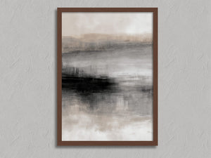 Still Horizon shown in a walnut frame without a border or mount.