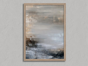 Quiet Layers III shown in an oak frame without a border or mount.