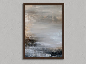 Quiet Layers III shown in a walnut frame without a border or mount.