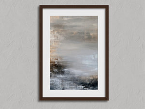 Quiet Layers III shown in a walnut frame with a white border or mount.