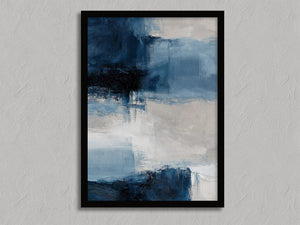 Blue Intervals shown in a black frame without a border or mount.