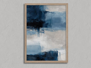 Blue Intervals shown in an oak frame without a border or mount.