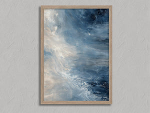 Blue Current shown in an oak frame without a border or mount.