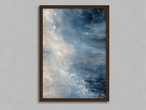 Blue Current shown in a walnut frame without a border or mount.