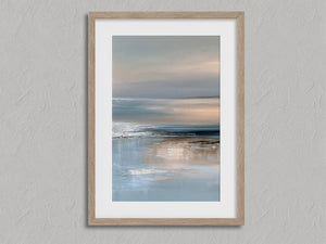 Shoreline Light shown in an oak frame with a white border or mount.