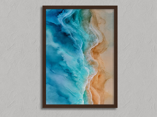 Tidal Edge shown in a walnut frame without a border or mount.