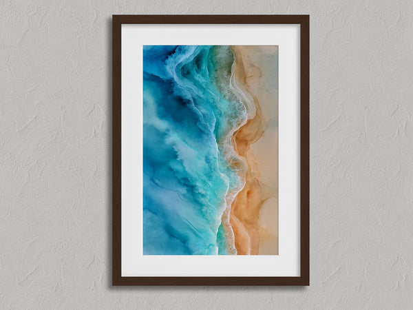Tidal Edge shown in a walnut frame with a white border or mount.
