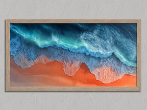 Ember Shore shown in an oak frame without a border or mount.
