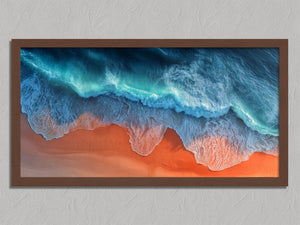 Ember Shore shown in a walnut frame without a border or mount.