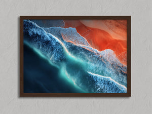 Ember Tide shown in a walnut frame without a border or mount.