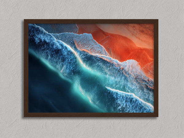 Ember Tide shown in a walnut frame without a border or mount.