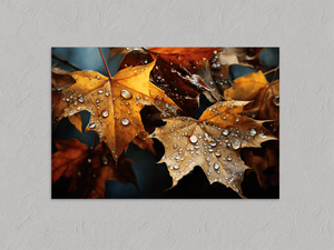 Amber Autumn – Autumn Leaves Wall Art Print, unframed print with no border