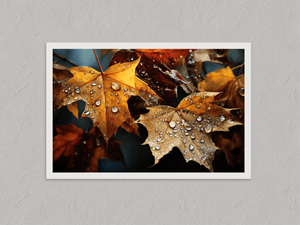 Amber Autumn – Autumn Leaves Wall Art Print, unframed print with a white border