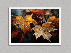 Amber Autumn – Autumn Leaves Wall Art Print in a white frame, no mount