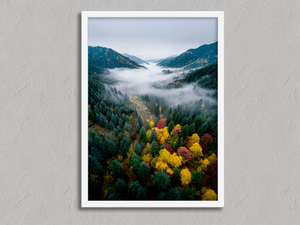 Autumn Above – Autumn Landscape Wall Art Print in a white frame, no mount