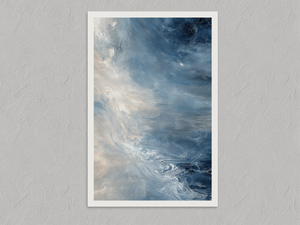 Blue Current – Abstract Blue Wall Art Print, unframed print with a white border