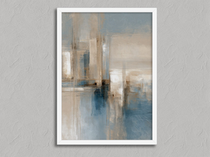 Blue Foundations I – Textured Abstract Wall Art Print in a white frame, no mount