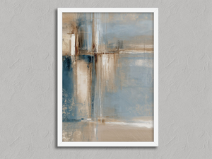 Blue Foundations II – Blue Abstract Wall Art Print in a white frame, no mount