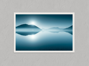 Blue Mirror – Mountain Lake Wall Art Print, unframed print with a white border