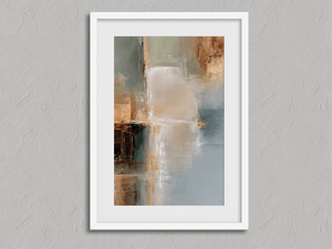 Copper Shore – Textured Abstract Wall Art Print in a white frame with a mount
