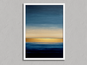 Daybreak Horizon – Abstract Seascape Wall Art Print in a white frame, no mount