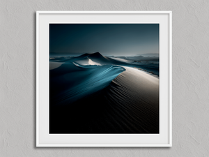Desert Moonlight – Desert Wall Art Print in a white frame with a mount