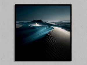 Framed moonlit desert landscape print by Atelier Lumin