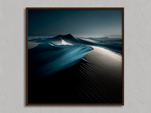 Framed moonlit desert landscape print by Atelier Lumin