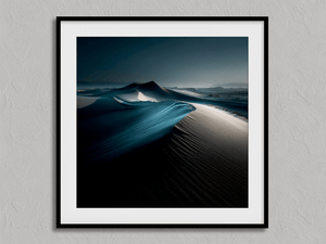 Framed moonlit desert landscape print by Atelier Lumin