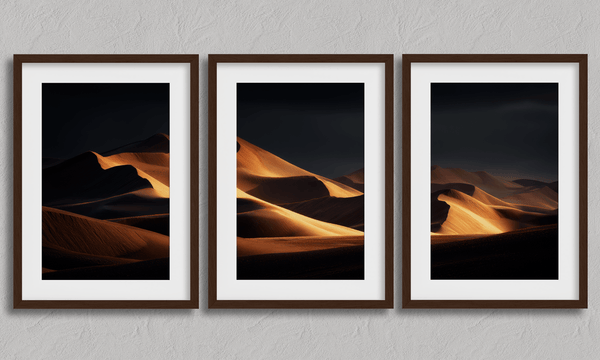 Desert Serenity captures golden dunes at sunset — a wall art print bringing timeless desert beauty and tranquillity into your space.