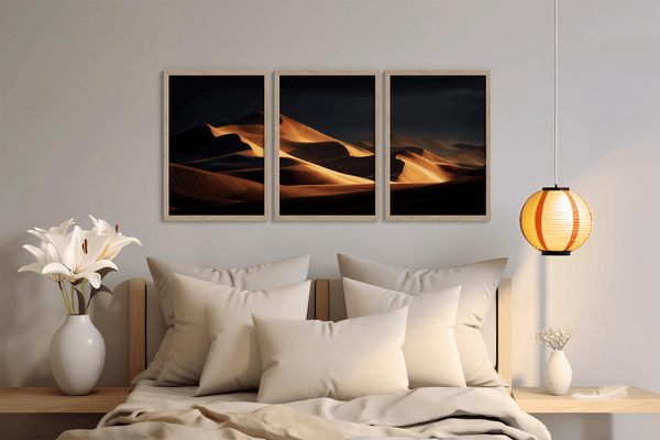 Desert Serenity captures golden dunes at sunset — a wall art print bringing timeless desert beauty and tranquillity into your space.